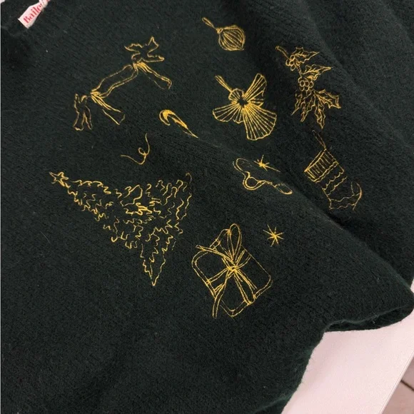 Bailey Rose Dark Green Christmas Embroidery Sweater S - Picture 4 of 4